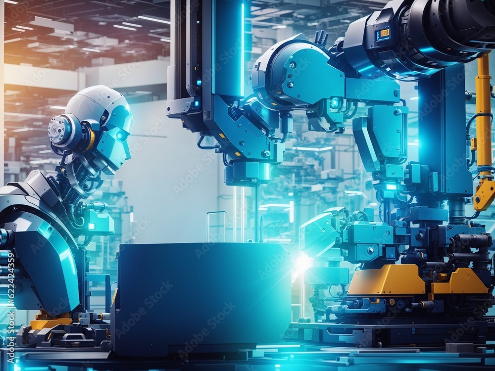 Smart industry robot for digital factory production technology showing ...