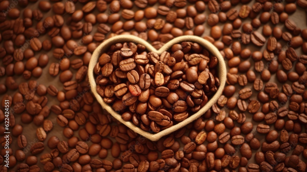 coffee beans in a heart shape on a wooden background coffee beans in a heart shape on a wooden background