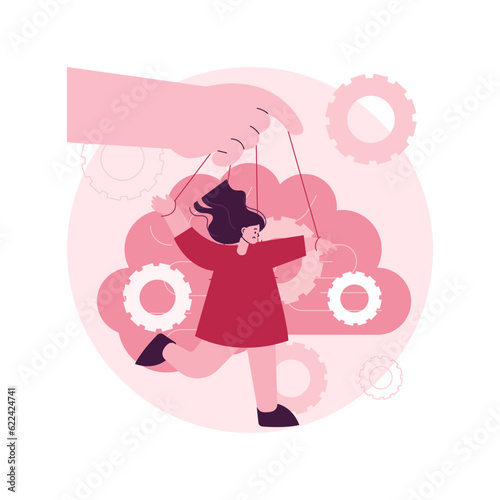 Psychological manipulation abstract concept vector illustration. Mental abuse, dark psychology, emotional blackmailing, social engineering, gaslight effect, brain manipulation abstract metaphor.