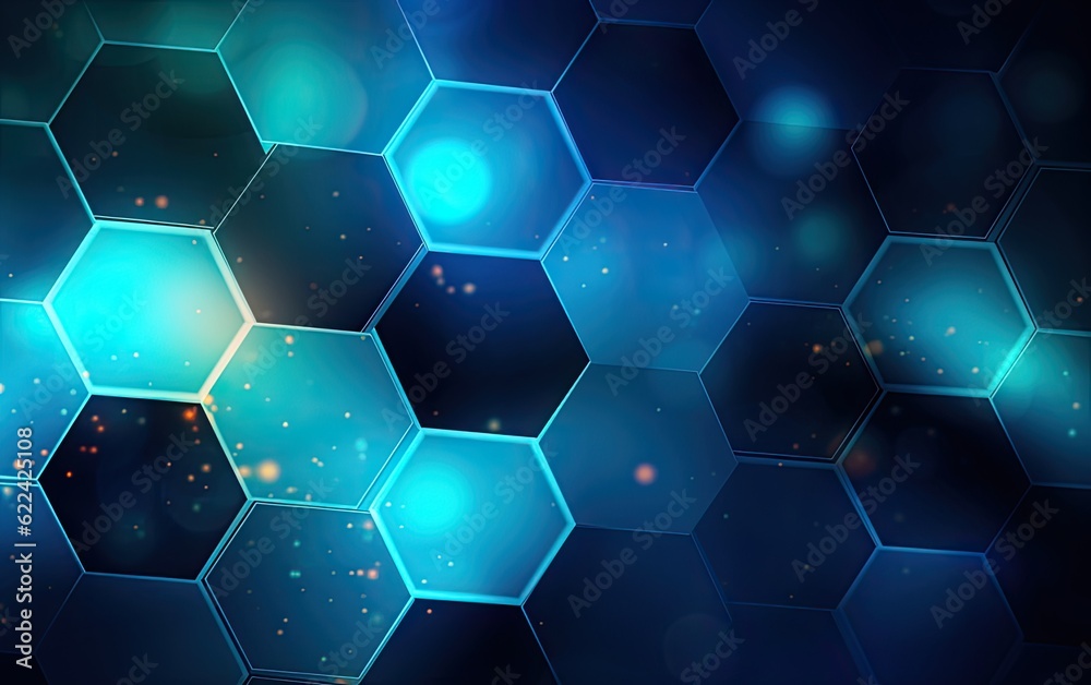 Abstract blue technology hexagonal background. Created with Generative AI technology. Abstract blue technology hexagonal background. Created with Generative AI technology.
