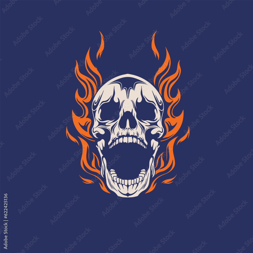 Fototapeta premium Human head skull surrounded by chains 