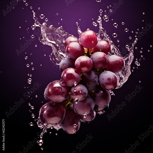 Bunch of grapes water splash