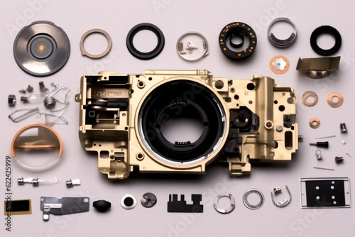 Disassembled camera top view