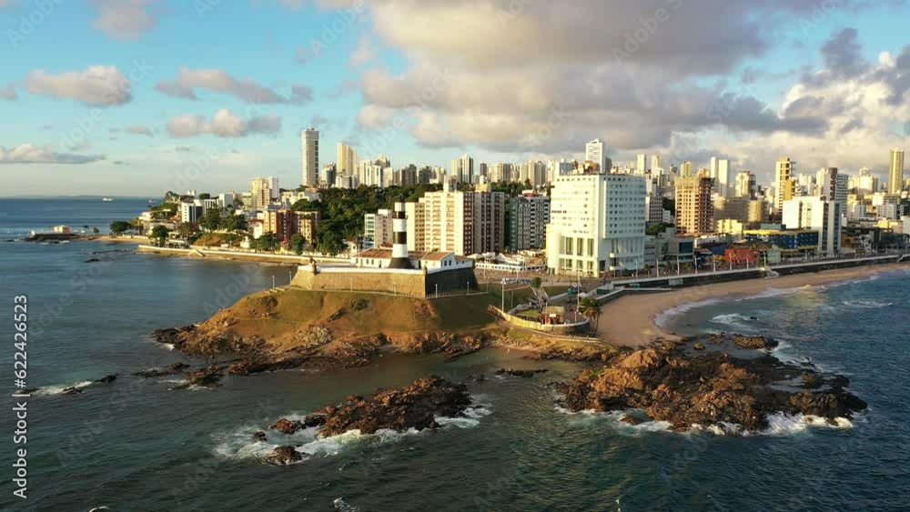 Salvador na Bahia Litoral visto de cima com drone 4k - Farol da Barra - Nordeste - Brasil Salvador na Bahia Litoral visto de cima com drone 4k - Farol da Barra - Nordeste - Brasil