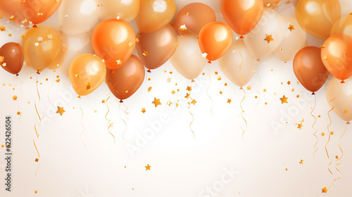 Fotografiet Orange balloons on white background