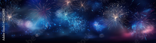 Colorful Fireworks by Night, Celebrate Happy New Year, New Years Eve Wallpaper - Generative Ai