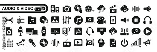 Fototapet Audio Video Icons Pack