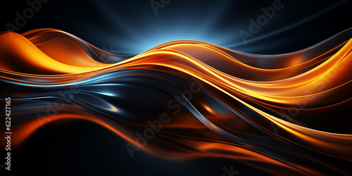 Wavy fluid blue and gold abstract background screensaver
