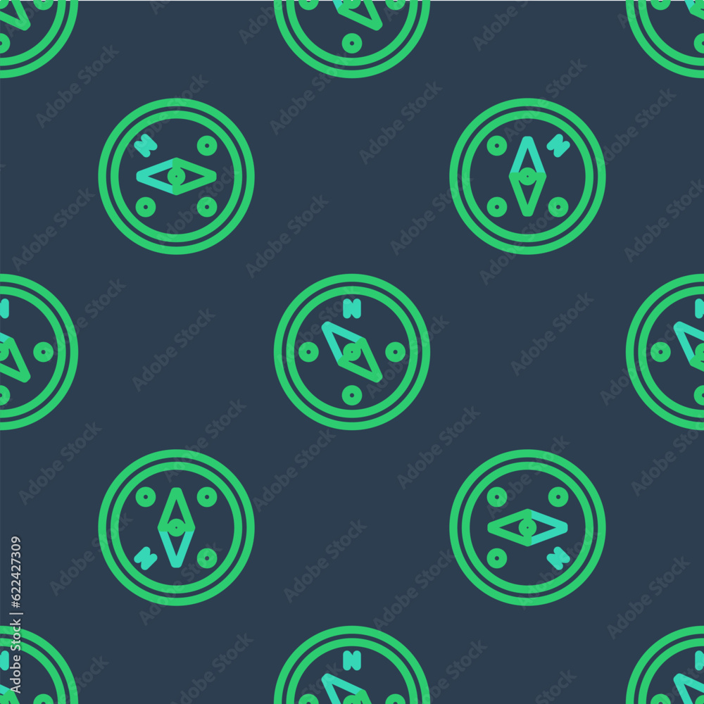 Line Compass icon isolated seamless pattern on blue background. Windrose navigation symbol. Wind rose sign. Vector Line Compass icon isolated seamless pattern on blue background. Windrose navigation symbol. Wind rose sign. Vector