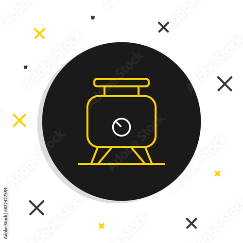 Line Metal tank with grape juice as alcoholic fermentation icon isolated on white background. Colorful outline concept. Vector