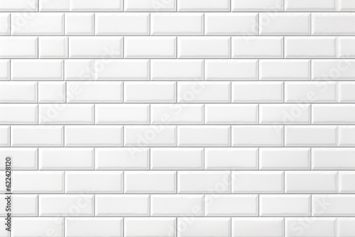 White light brick subway tiles ceramic wall texture wide tile background banner panorama, seamless pattern | Generative AI