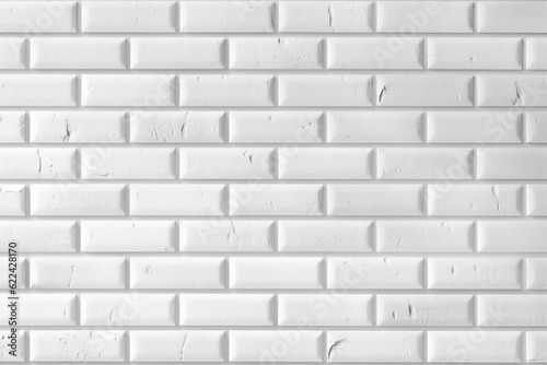 White light brick subway tiles ceramic wall texture wide tile background banner panorama, seamless pattern | Generative AI © Kay