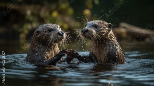 Captivating & Playful: Discover the Enchanting River-Dwellers - Oriental Otters, generative AIAI Generated © Photo trailler 1