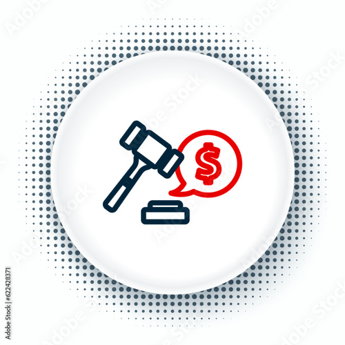 Line Auction hammer price icon isolated on white background. Gavel - hammer of judge or auctioneer. Bidding process, deal done. Auction bidding. Colorful outline concept. Vector