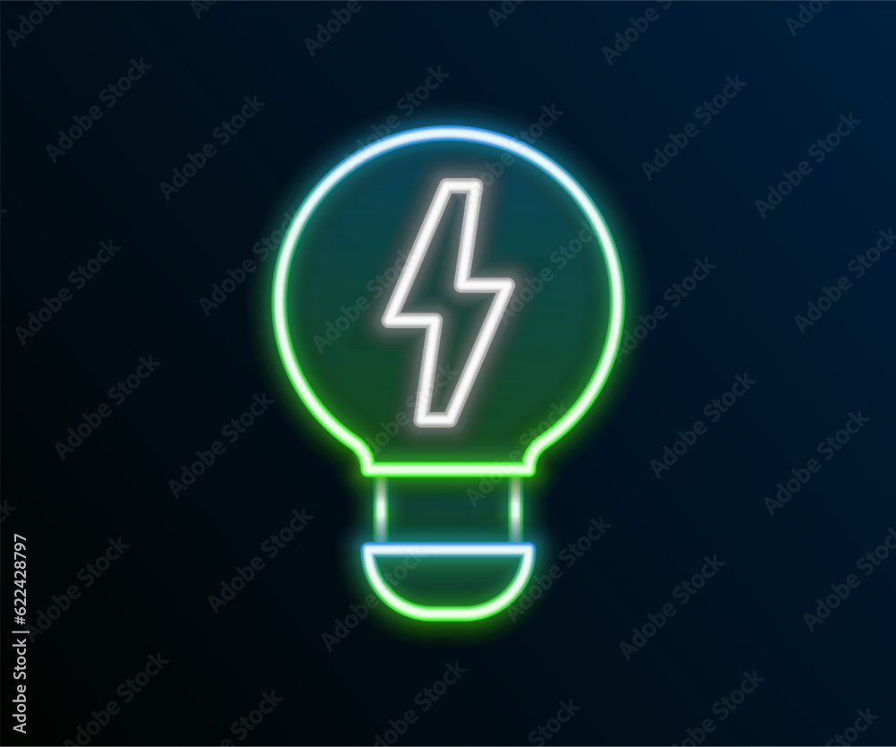 Glowing neon line Creative lamp light idea icon isolated on black background. Concept ideas inspiration, invention, effective thinking, knowledge and education. Colorful outline concept. Vector Glowing neon line Creative lamp light idea icon isolated on black background. Concept ideas inspiration, invention, effective thinking, knowledge and education. Colorful outline concept. Vector