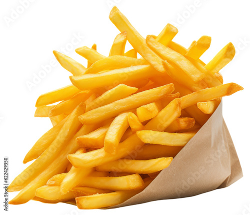 Fényképezés French Fries. Isolated on Transparent Background. generative ai