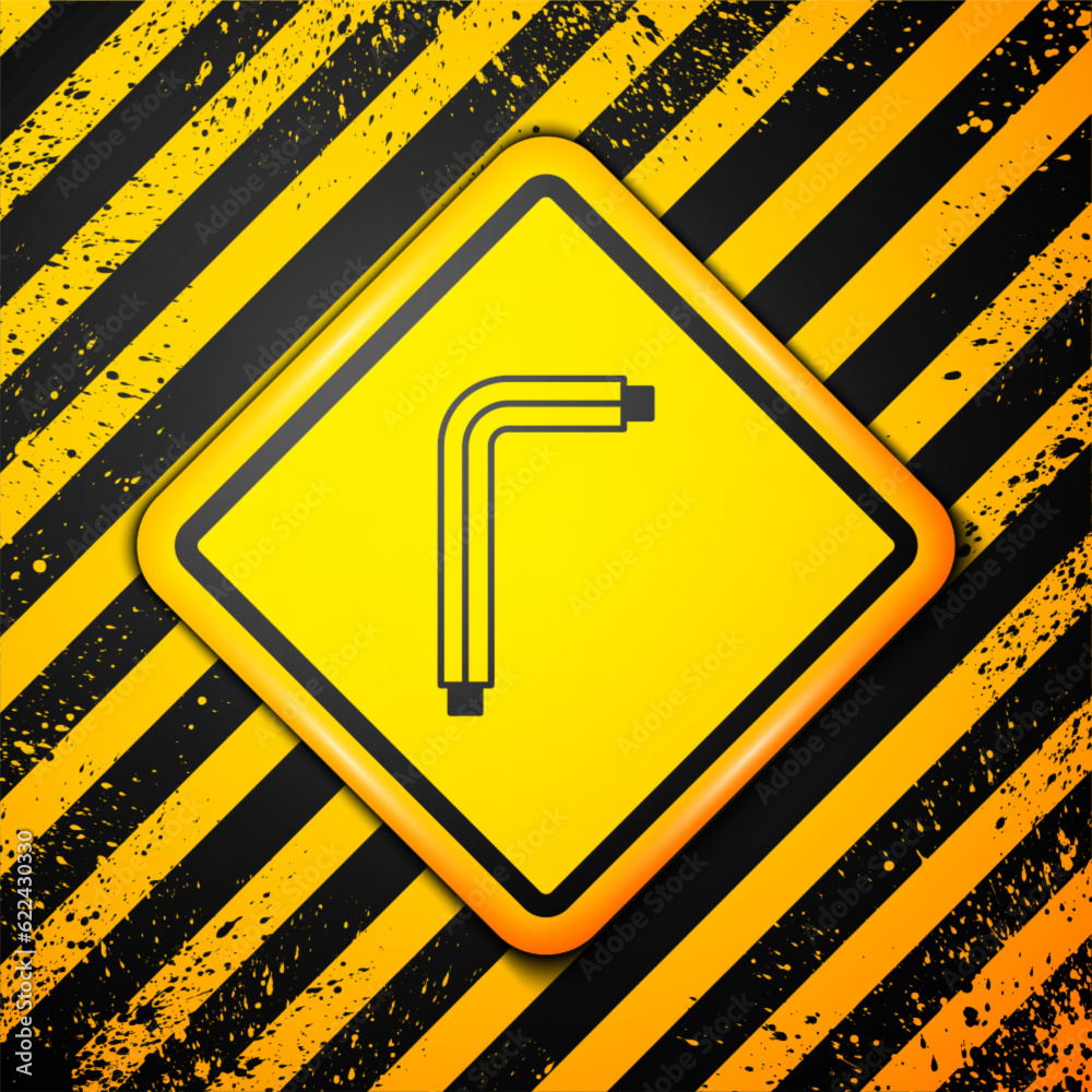 Black Tool allen keys icon isolated on yellow background. Warning sign. Vector Black Tool allen keys icon isolated on yellow background. Warning sign. Vector