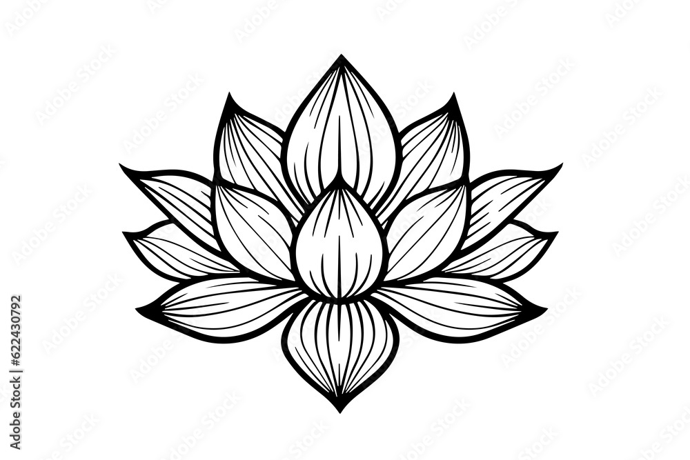 A lotus lily water flower in a vintage woodcut engraved etching style vector illustration.