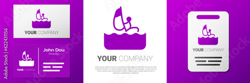 Logotype Windsurfing icon isolated on white background. Logo design template element. Vector