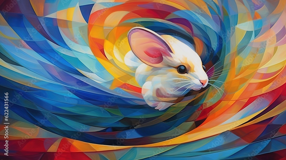  a painting of a mouse in a colorful swirl of colors.  generative ai
