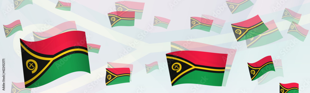 Vanuatu flag-themed abstract design on a banner. Abstract background design with National flags. Vanuatu flag-themed abstract design on a banner. Abstract background design with National flags.