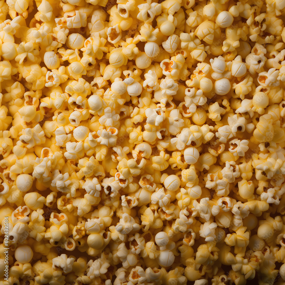 Top view a lot of popcorn with no space Generative ai Top view a lot of popcorn with no space Generative ai