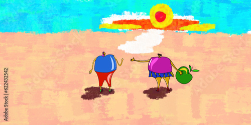 Couple is standing at the sunset, background, wallpaper 