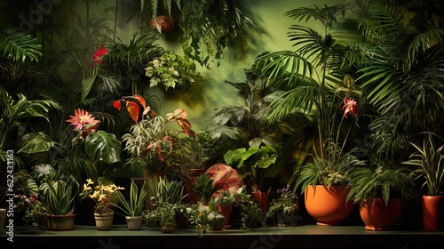  a room filled with lots of plants and potted plants. generative ai