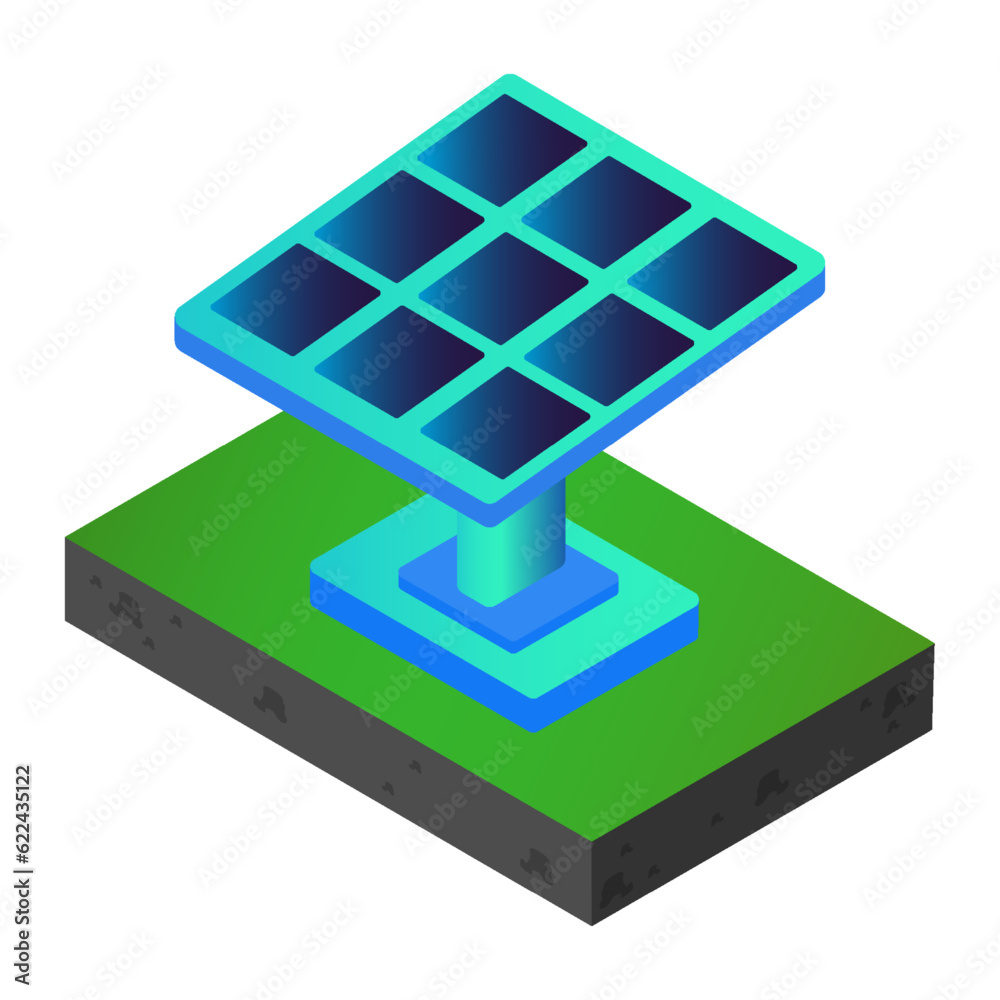 Solar energy. Isometric. Vector graphics