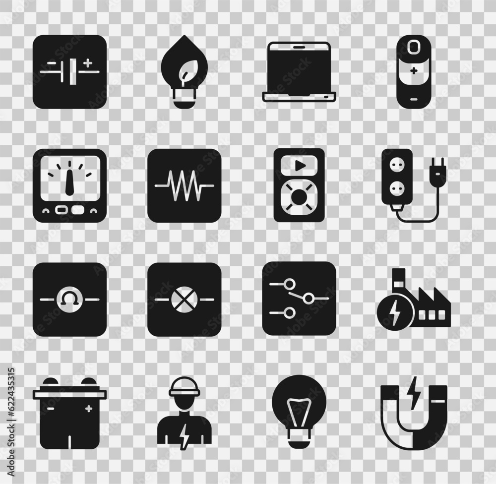 Set Magnet, Nuclear power plant, Electric extension, Laptop, Resistor ...