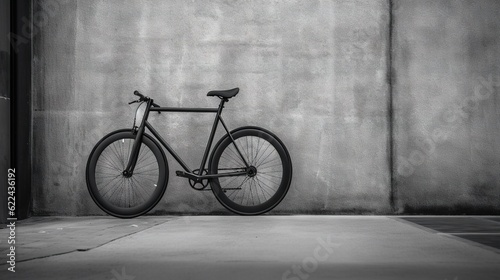  a bike leaning against a wall in a black and white photo. generative ai