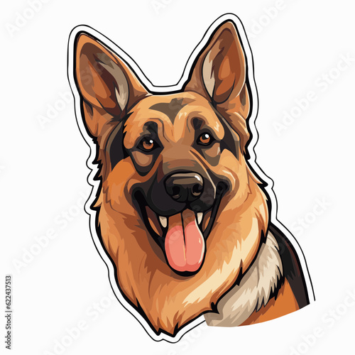simple cartoon clipart german shepard dog white background 