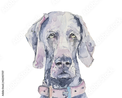 Hand drawn watercolor painting of a dog and trace to vector