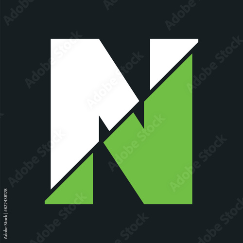N letter bold and modern logo template. N letter typeface is professional and memorable. Use brand-relevant colors in the Alphabet. “N” letter to create a broken impression. N logotype is simple.