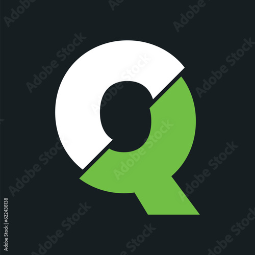 Q letter bold and modern logo template. Q letter typeface is professional and memorable. Use brand-relevant colors in the Alphabet. “Q” letter to create a broken impression. Q logotype is simple.