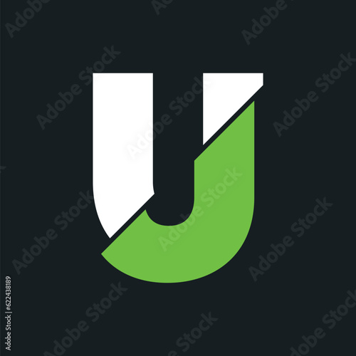 U letter bold and modern logo template. U letter typeface is professional and memorable. Use brand-relevant colors in the Alphabet. “U” letter to create a broken impression. U logotype is simple.