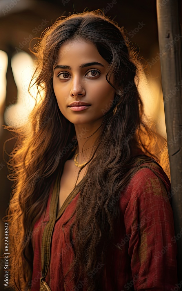 Fototapeta premium portrait of young South indian girl generative ai