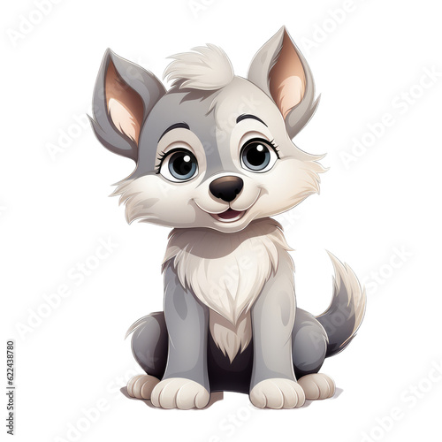 Cute wolf isolated on white, transparent background, PNG, generative ai © Stitch