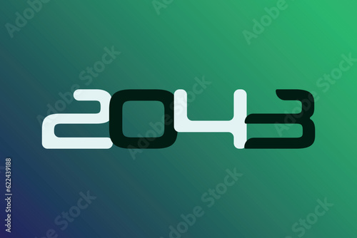 Year 2043 numeric typography text vector design on gradient color background. 2043 historical calendar year logo template design. 