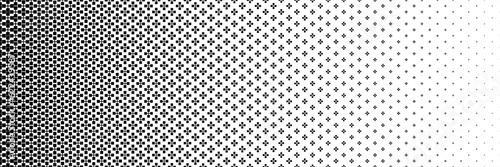 horizontal black halftone of cross and square design for pattern and background.