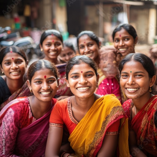 group of rural indian woman smiling generative ai 