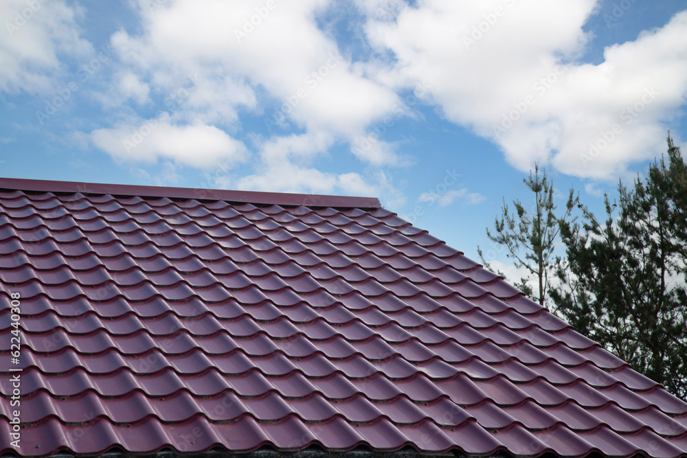 Metal tile.Roof for the house. Modern coatings for the roof of the house. Metal tile.Roof for the house. Modern coatings for the roof of the house.