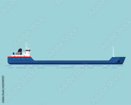 Cargo Ship. Shipping. Sea transport vector illustration in flat cartoon style.