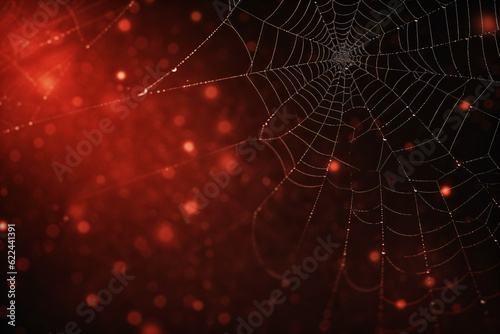 spider's cobweb on a dark black and red background that creates a captivating and mesmerizing effect.