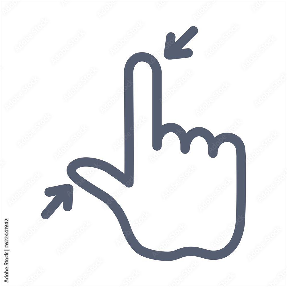 vector modern flat design hand pinch zoom in gesture icon black isolated on white background.Zoom in icon. Finger hand gesture icon vector vector modern flat design hand pinch zoom in gesture icon black isolated on white background.Zoom in icon. Finger hand gesture icon vector