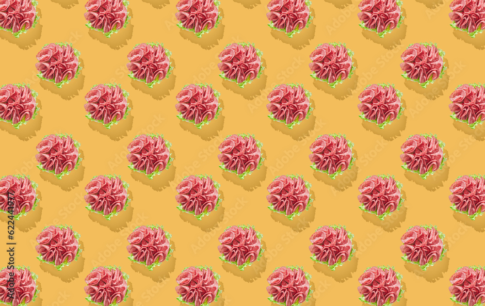 Pattern of sandwich on yellow pastel background Pattern of sandwich on yellow pastel background