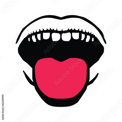A tongue, sticking out vector flat icon. Isolated licking sex sign design.