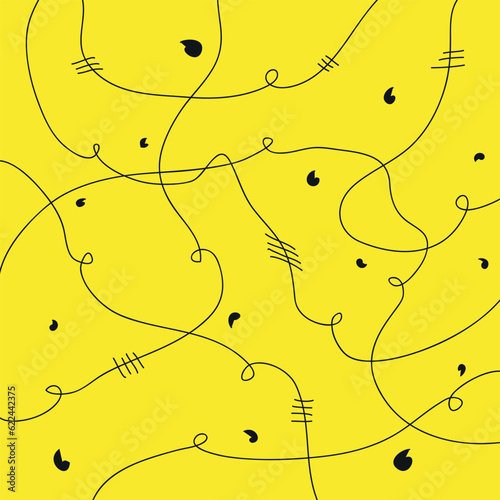 background wallpaper wrap business card design textile sewing backdrop nineties eighties 90s 80s retro vintage yellow black party cover line pattern carpet curve concept template print doodle art