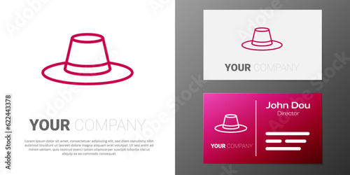 Logotype line Man hat with ribbon icon isolated on white background. Logo design template element. Vector