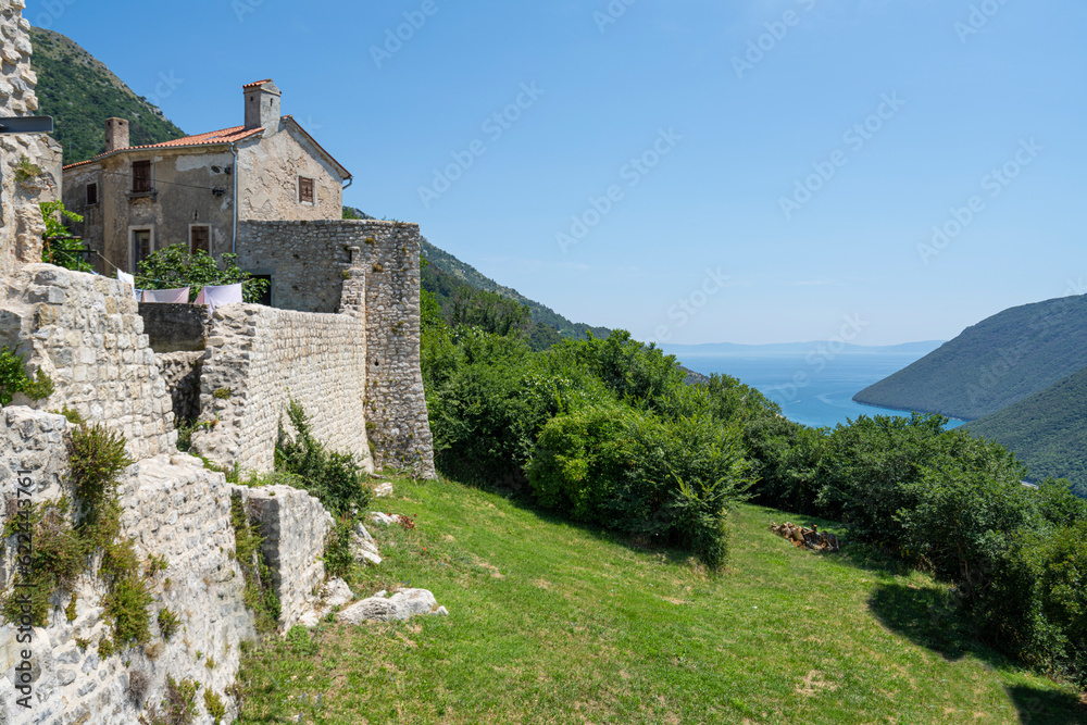 view of the ancient village of Fianona, Croatia.